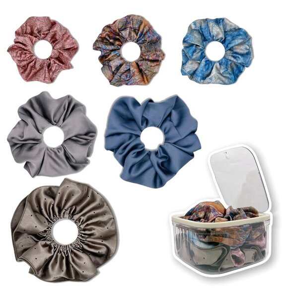 Satin Scrunchies Set 6 pcs Soft Hair Ties with Storage Box Multi-Color Woman Gir main image 6